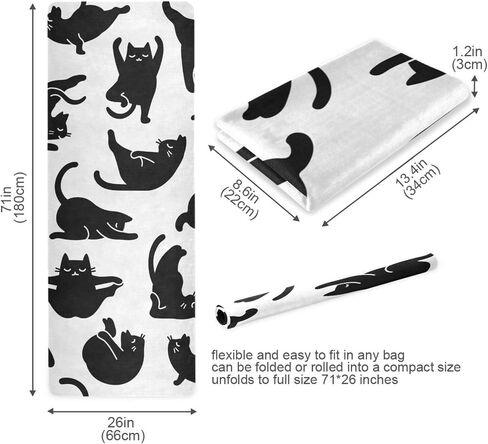 Cute Chubby Frog Yoga Mat, 71 x 26 Inch Non-slip Yoga Mats Folding Travel Exercise Mat Indoor Outdoor Gym Pilates with Storage Bag for Women Men in Saudi Arabia