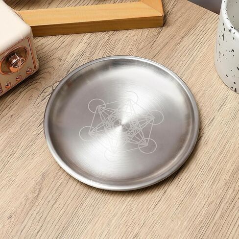 Stainless Steel Offering Bowl, 5.5 Inch Ritual Plate, Silver, for Altar and Incense (Wicca Pentacle) in Kuwait