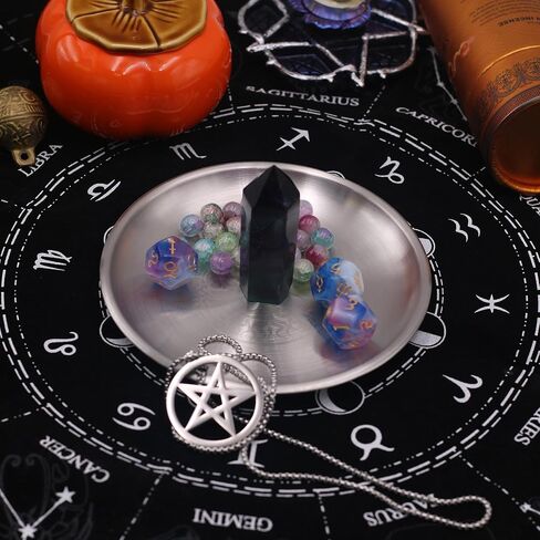 Stainless Steel Offering Bowl, 5.5 Inch Ritual Plate, Silver, for Altar and Incense (Wicca Pentacle) in Kuwait