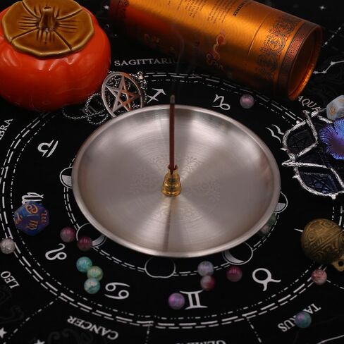 Stainless Steel Offering Bowl, 5.5 Inch Ritual Plate, Silver, for Altar and Incense (Wicca Pentacle) in Kuwait