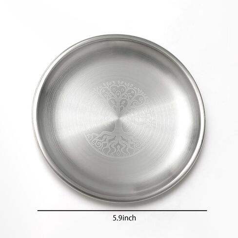 Stainless Steel Offering Bowl, 5.5 Inch Ritual Plate, Silver, for Altar and Incense (Wicca Pentacle) in Kuwait