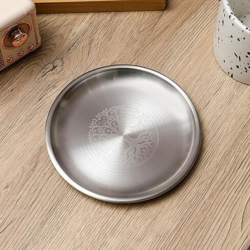 Stainless Steel Offering Bowl, 5.5 Inch Ritual Plate, Silver, for Altar and Incense (Wicca Pentacle) in Kuwait