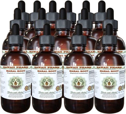 Maral Alcohol-Free Liquid Extract, Maral (Rhaponticum Carthamoides) Dried Root Glycerite Natural Herbal Supplement, Hawaii Pharm, USA 2oz in Saudi Arabia