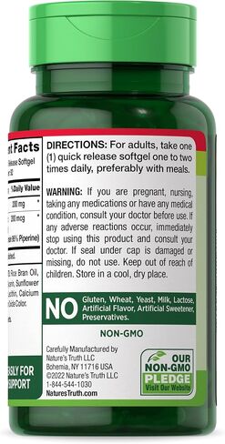 CoQ10 200 mg Softgels | 92 Count | Enhanced Absorption Supplement | with Black Pepper Extract | Non-GMO, Gluten Free Supplement | by Nature's Truth in Saudi Arabia