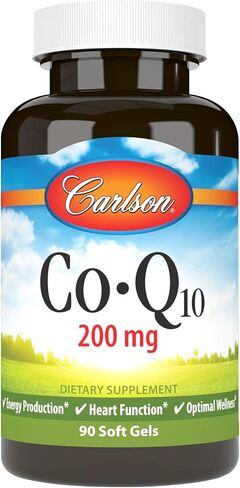 Carlson - Co-Q10, Co-Enzyme Q10, 200 mg, Energy Production & Heart Function, 90 Softgels in Saudi Arabia