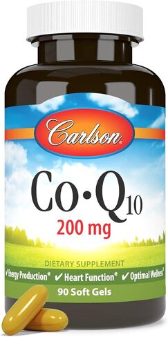 Carlson - Co-Q10, Co-Enzyme Q10, 200 mg, Energy Production & Heart Function, 90 Softgels in Saudi Arabia