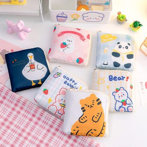 6 قطع من حقيبة تخزين المناديل الصحية المحمولة مع سحابات صغيرة للرضاعة وحقيبة فترة الحيض للنساء والفتيات (6 أنماط) in Kuwait