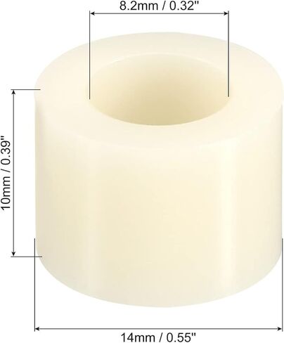 PATIKIL M8 Round Spacer Washer, 12 Pack Nylon 8.2mm ID x 14mm OD x 20mm L for M8 Screws Block 3D Printer TV Wall Mounting Electrical Outlet, Beige in Saudi Arabia