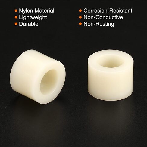 PATIKIL M8 Round Spacer Washer, 12 Pack Nylon 8.2mm ID x 14mm OD x 20mm L for M8 Screws Block 3D Printer TV Wall Mounting Electrical Outlet, Beige in Saudi Arabia