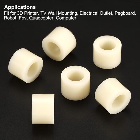 PATIKIL M8 Round Spacer Washer, 12 Pack Nylon 8.2mm ID x 14mm OD x 20mm L for M8 Screws Block 3D Printer TV Wall Mounting Electrical Outlet, Beige in Saudi Arabia