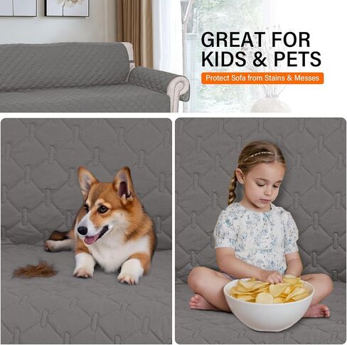 Couch Cover for 3 Cushion Couch Sofa Pet Friendly Sofa Covers Washable Dog Couch Covers Protector Sofa Slipcover(Sofa, Black/Beige) in Saudi Arabia