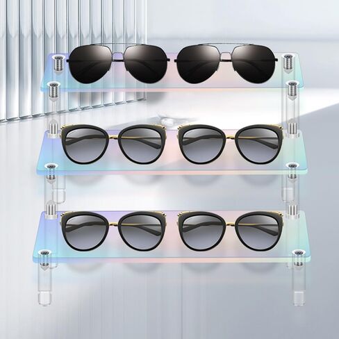 رف عرض أكريليك قوس قزح، حامل عرض مشع ذو 3 طبقات بلون شفاف للحلويات والكب كيك والعطور والأشكال ومستحضرات التجميل لعرض التخزين التنظيمي in Kuwait