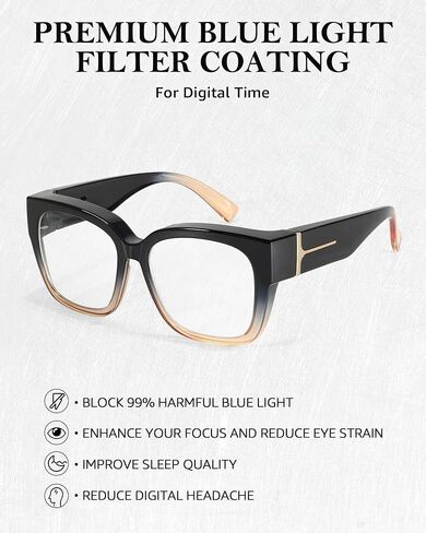 Oversized Fit Over Blue Light Blocking Glasses for Women Men Lightweight TR90 Frame BL7511 in Saudi Arabia
