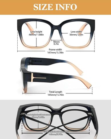 Oversized Fit Over Blue Light Blocking Glasses for Women Men Lightweight TR90 Frame BL7511 in Saudi Arabia