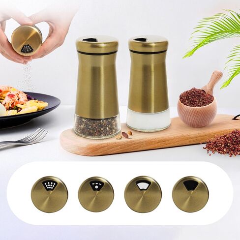 Stainless Steel Salt and Pepper Shakers,Salt Shaker Clear Bottom Jar Bottle Container with Stainless Steel Top,with Adjustable Pouring Hole for Kitchen, Cooking Table, Camp in Saudi Arabia