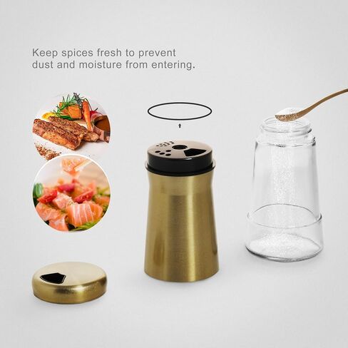 Stainless Steel Salt and Pepper Shakers,Salt Shaker Clear Bottom Jar Bottle Container with Stainless Steel Top,with Adjustable Pouring Hole for Kitchen, Cooking Table, Camp in Saudi Arabia