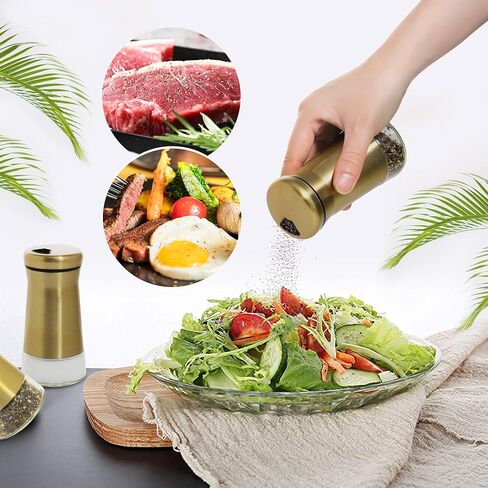 Stainless Steel Salt and Pepper Shakers,Salt Shaker Clear Bottom Jar Bottle Container with Stainless Steel Top,with Adjustable Pouring Hole for Kitchen, Cooking Table, Camp in Saudi Arabia