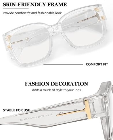 Oversized Fit Over Blue Light Blocking Glasses for Women Men Lightweight TR90 Frame BL7511 in Saudi Arabia