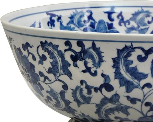 Red Lantern 14" Dragon Blue & White Porcelain Bowl Vase for Centerpiece in Kitchen Dining Living Room Bedroom with Boho Eclectic Modern Contemporary Classic Traditional Style Decor in Saudi Arabia