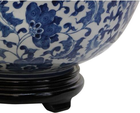 Red Lantern 14" Dragon Blue & White Porcelain Bowl Vase for Centerpiece in Kitchen Dining Living Room Bedroom with Boho Eclectic Modern Contemporary Classic Traditional Style Decor in Saudi Arabia
