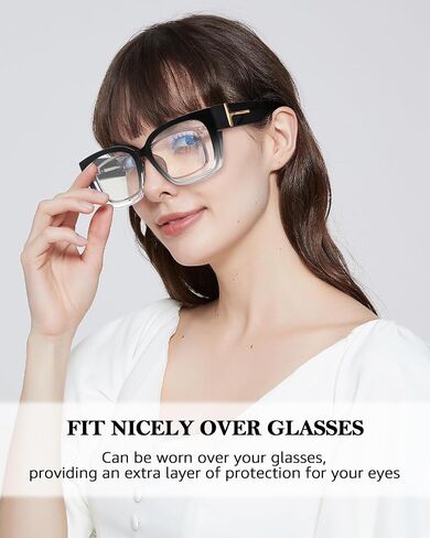 Oversized Fit Over Blue Light Blocking Glasses for Women Men Lightweight TR90 Frame BL7511 in Saudi Arabia