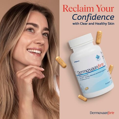 Dermaxaan Forte Plant-Based Skin Pills - Natural Supplements for Your Skin, Skin Vitamins - 60 Capsules in Saudi Arabia