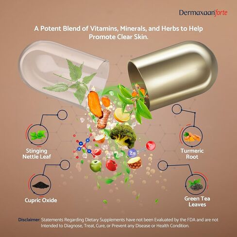 Dermaxaan Forte Plant-Based Skin Pills - Natural Supplements for Your Skin, Skin Vitamins - 60 Capsules in Saudi Arabia