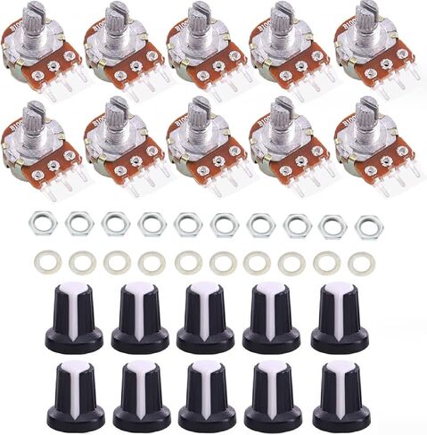10PCS WH148 Single-Joint Potentiometer Variable Resistors 15mm Shaft 3Pins Potentiometer Kit (10K with Blue Knob) in Kuwait