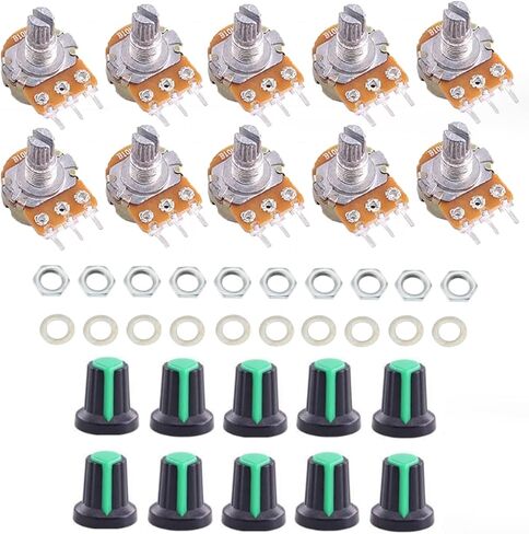 10PCS WH148 Single-Joint Potentiometer Variable Resistors 15mm Shaft 3Pins Potentiometer Kit (10K with Blue Knob) in Kuwait