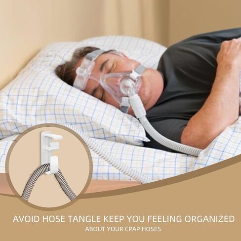 قطعتان من شماعات خرطوم CPAP - خطاف قناع وحامل أنابيب مع ميزة مضادة للفك، منظم خرطوم يتجنب تشابك خرطوم CPAP مع 4 شرائط تعليق للصور in Saudi Arabia