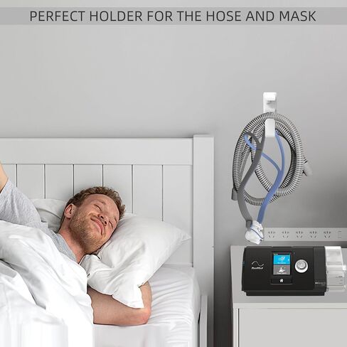قطعتان من شماعات خرطوم CPAP - خطاف قناع وحامل أنابيب مع ميزة مضادة للفك، منظم خرطوم يتجنب تشابك خرطوم CPAP مع 4 شرائط تعليق للصور in Saudi Arabia