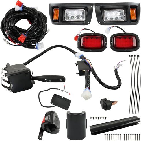 WFLNHB Deluxe Golf Cart Light Kit Replacement for DS Club Car 1993-Up, Full Headlight Taillight Kit with RGB Daytime Running Lamp Low High Beam Turn Signal Horn Brake Pad Hazard Blinker in Saudi Arabia