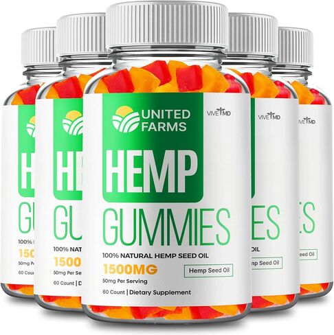 United Farms Hemp Gummies - الصيغة الرسمية - United Farms Gummies 500mg، United Farms Reviews، قوة إضافية مع مراجعات زيت بذور القنب (5 عبوات) in Saudi Arabia