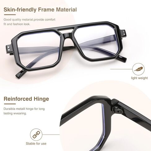 FEISEDY Blue Light Blocking Glasses, Aviator Frame Computer Reading/Gaming/TV/Phones Glasses for Women Men B0165 in Saudi Arabia