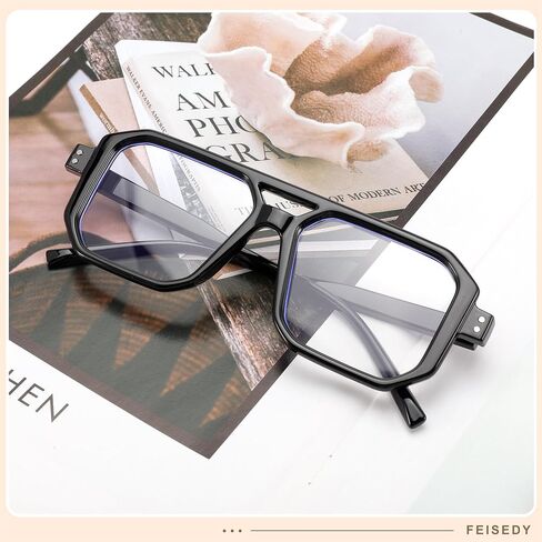 FEISEDY Blue Light Blocking Glasses, Aviator Frame Computer Reading/Gaming/TV/Phones Glasses for Women Men B0165 in Saudi Arabia