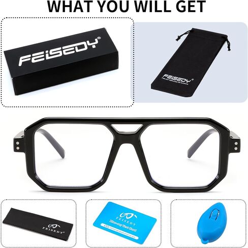 FEISEDY Blue Light Blocking Glasses, Aviator Frame Computer Reading/Gaming/TV/Phones Glasses for Women Men B0165 in Saudi Arabia