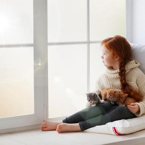 White Frosted Glass Window Film 17.5 X 78.7inch, Shackcom Bathroom Window Privacy Film - Non Adhesive Static Cling - Sun UV Blocking Heat Control Door Window Covering Decals for Home Office in Saudi Arabia