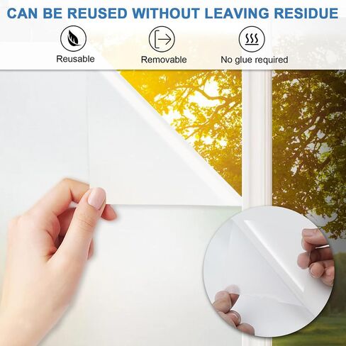 White Frosted Glass Window Film 17.5 X 78.7inch, Shackcom Bathroom Window Privacy Film - Non Adhesive Static Cling - Sun UV Blocking Heat Control Door Window Covering Decals for Home Office in Saudi Arabia