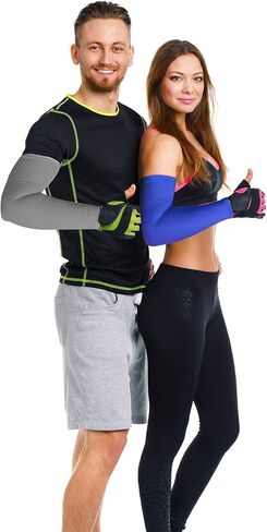 Bememo 9 Pairs Quick Drying UV Sun Protection Arm Sleeves for Men and Women Ice Silk Cooling Breathable Mesh Arm Sleeves for Sports Garden Working Cycling Tattoo Cover up(Black, Grey, Royal Blue) in Saudi Arabia