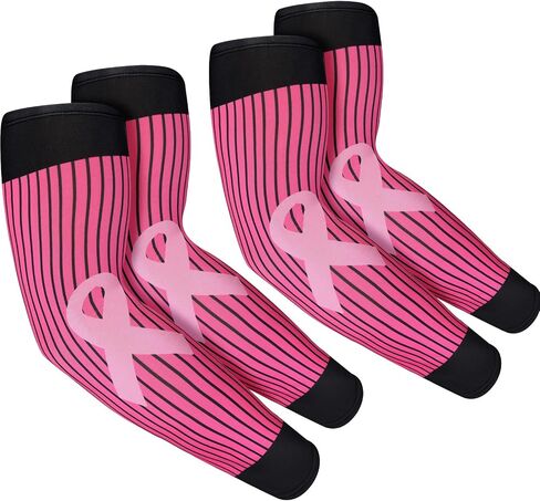 Pink Arm Sleeves Breast Cancer Awareness Sleeves Cooling Compression Arm Sleeves Youth Adult Sizes in Saudi Arabia