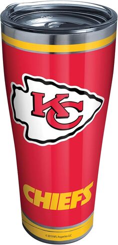 كوب Tervis ذو الجدران الثلاثية NFL Kansas City Chiefs المعزول يحافظ على المشروبات باردة وساخنة، 30oz - الفولاذ المقاوم للصدأ، Touchdown in Kuwait