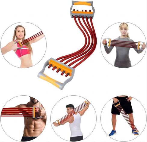 Arm and Chest Muscle Trainer,Chest Exercise Equipment,Chest Dilator,5 Tubes Ajustable Arm Strength Trainer, Strength Training Equipment for Home Fitness Muscle (Black) in Saudi Arabia