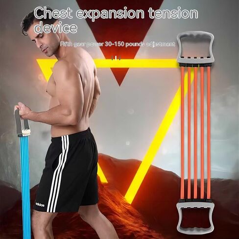 Arm and Chest Muscle Trainer,Chest Exercise Equipment,Chest Dilator,5 Tubes Ajustable Arm Strength Trainer, Strength Training Equipment for Home Fitness Muscle (Black) in Saudi Arabia