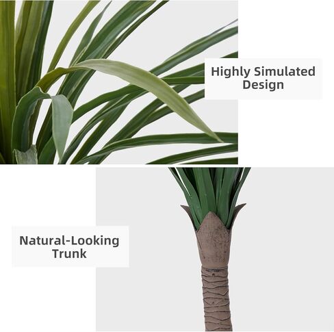 نبات Dracaena الاصطناعي بطول 5 أقدام - شجرة صناعية مع زارع أبيض طويل القامة - نبات يوكا مزيف في وعاء - شجرة حرير استوائية صناعية للمنزل والمكتب وغرفة المعيشة وديكور داخلي in Kuwait