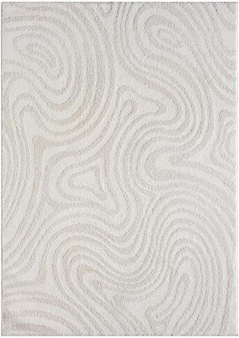 LUXE WEAVERS Geometric Swirl Cream 4x5 Area Rug - Cream in Saudi Arabia