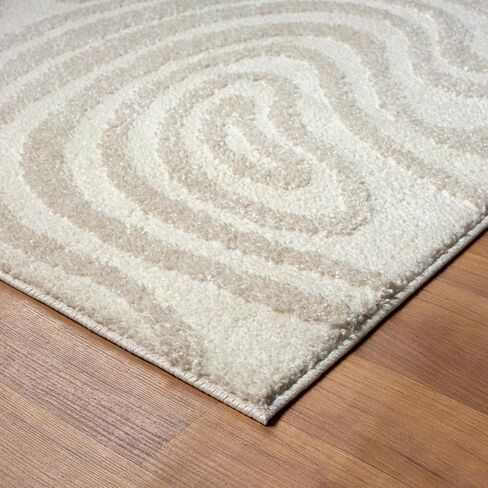 LUXE WEAVERS Geometric Swirl Cream 4x5 Area Rug - Cream in Saudi Arabia