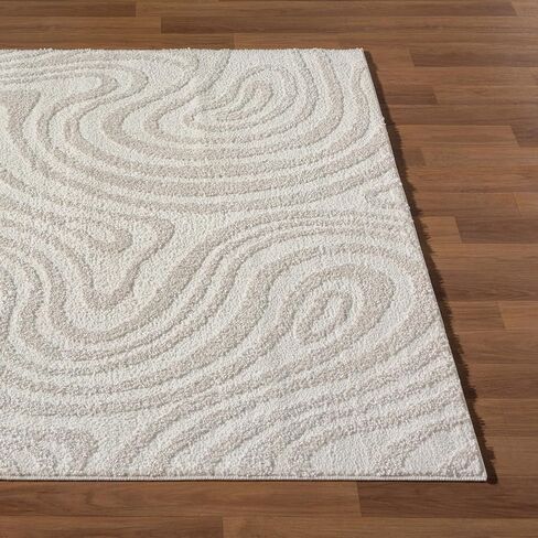 LUXE WEAVERS Geometric Swirl Cream 4x5 Area Rug - Cream in Saudi Arabia