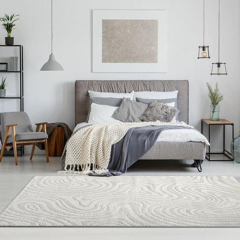 LUXE WEAVERS Geometric Swirl Cream 4x5 Area Rug - Cream in Saudi Arabia