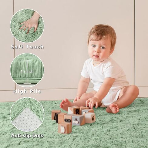 Soft Area Rugs for Living Room Bedroom, 4x6 Feet Beige Shag Rug Carpet, Plush Fluffy Carpet for Kids Girls Room, Nursery Dorm, Home Decor, High Pile, Anti-Slip, Non Shedding in Saudi Arabia