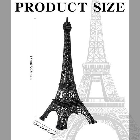 9 Pcs Eiffel Tower Statue Decor Alloy Metal Paris Eiffel Tower Decor French Eiffel Tower Decoration Gift for Cake Topper Table Stand Holder Collectible Figurines(7'') in Saudi Arabia